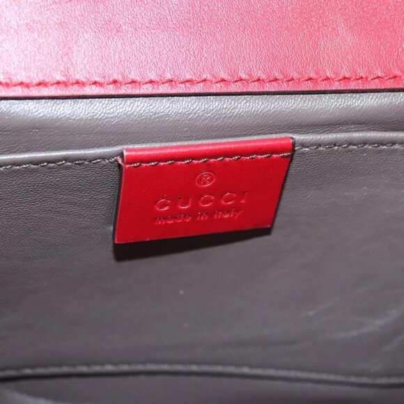 GUCCI Chain Shoulder Bag Leather Red Gold 572375 Auth 118122 - Picture 10 of 16